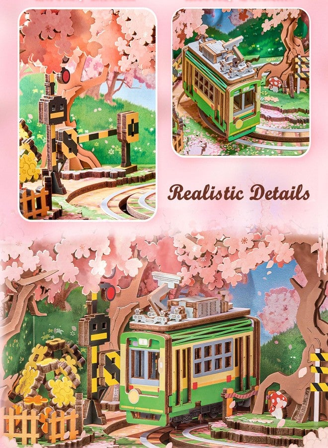 Rolife 3D Wooden Puzzles for Adults DIY Book Nook Kit 16" Japanese Cherry Blossom Music Box Toy Building Set Home Decor Gifts for Girls Boys Adults (Sakura Dreamy Tour) - Image 4